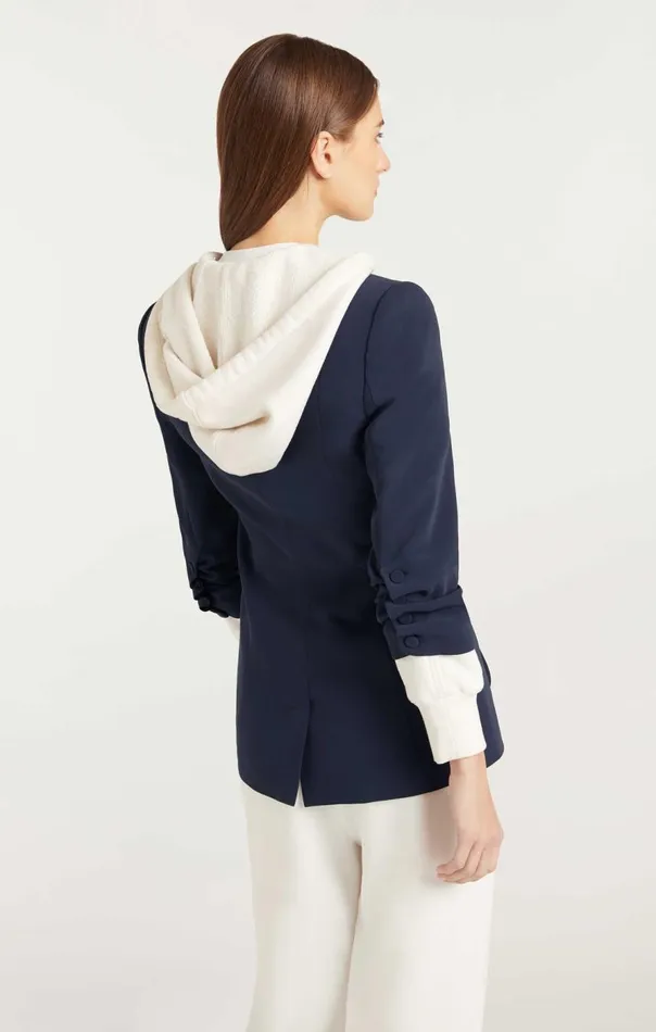 Cinq Sept Hooded Khloe Blazer Navyivory Women Jackets