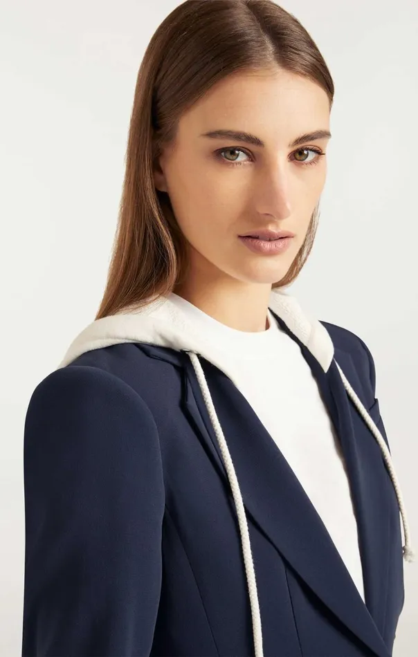 Cinq Sept Hooded Khloe Blazer Navyivory Women Jackets