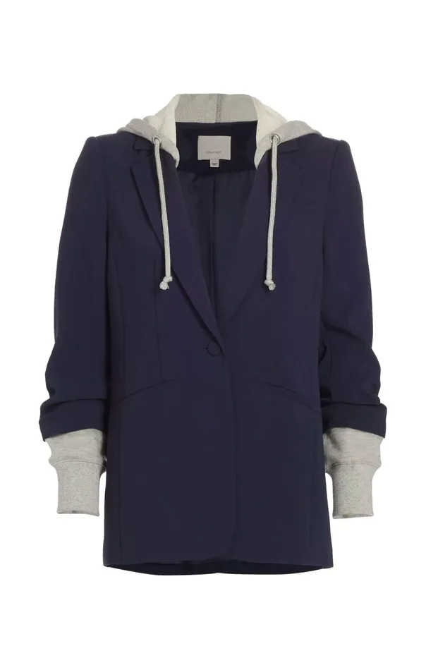 Cinq Sept Hooded Khloe Jacket Navyheathergrey Women Blazers