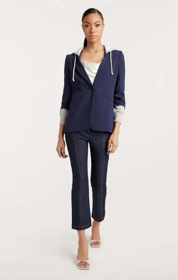 Cinq Sept Hooded Khloe Jacket Navyheathergrey Women Blazers