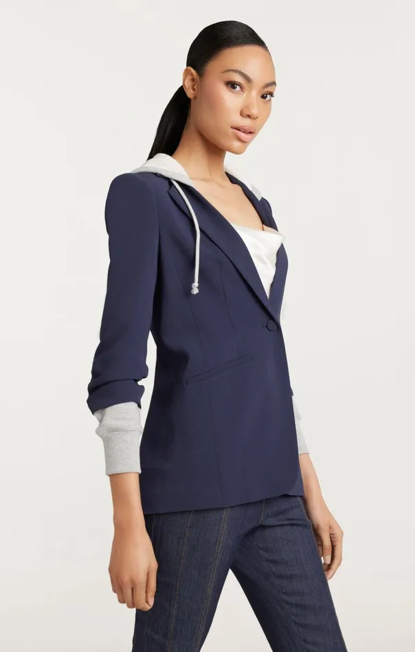 Cinq Sept Hooded Khloe Jacket Navyheathergrey Women Blazers