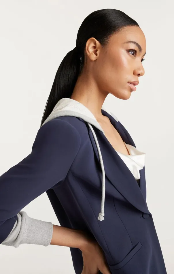 Cinq Sept Hooded Khloe Jacket Navyheathergrey Women Blazers