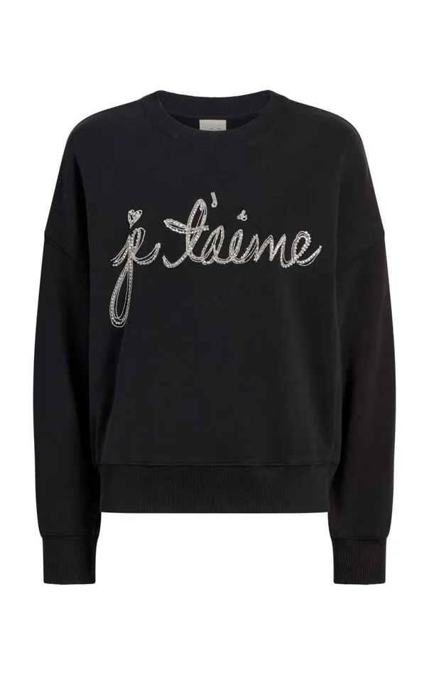 Cinq Sept Je T039aime Chain Brandy Pullover Black Women Sweaters and Knits