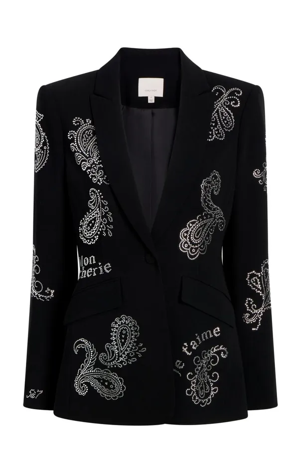 Cinq Sept Mini Paisley Embellished Cheyenne Blazer Black Women Blazers