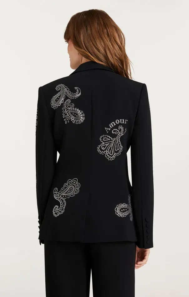 Cinq Sept Mini Paisley Embellished Cheyenne Blazer Black Women Blazers