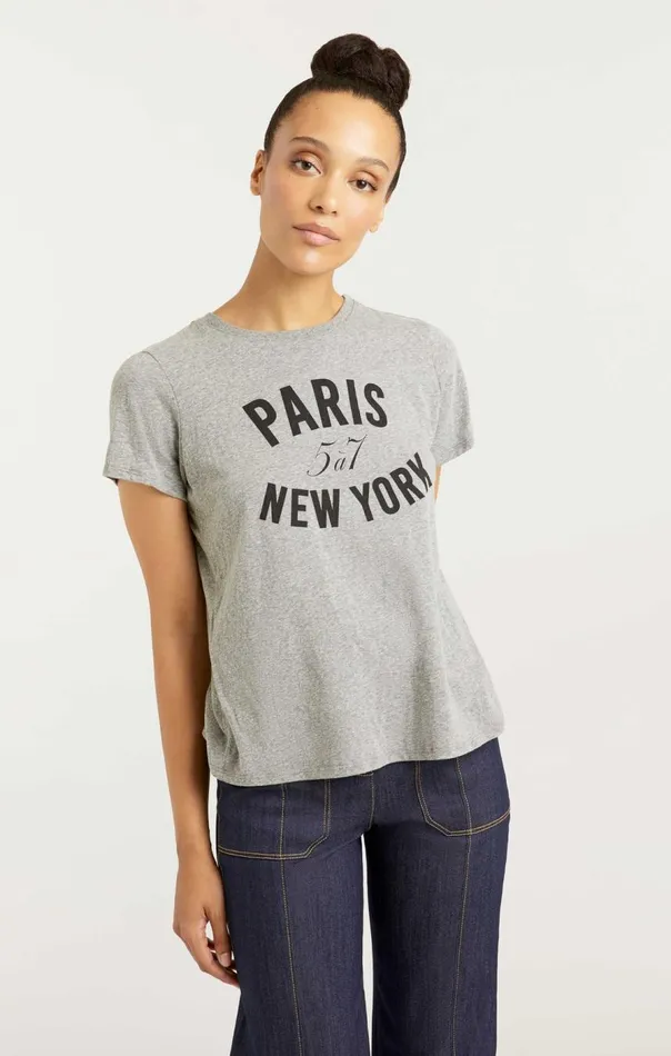 Cinq Sept Paris New York Tee Heathergreyblack Women Tees