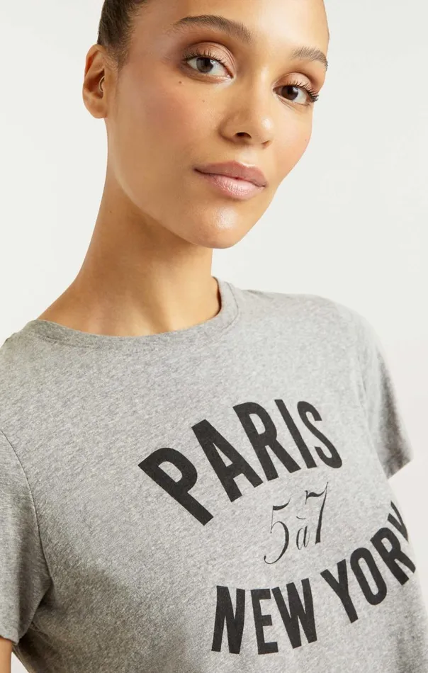 Cinq Sept Paris New York Tee Heathergreyblack Women Tees