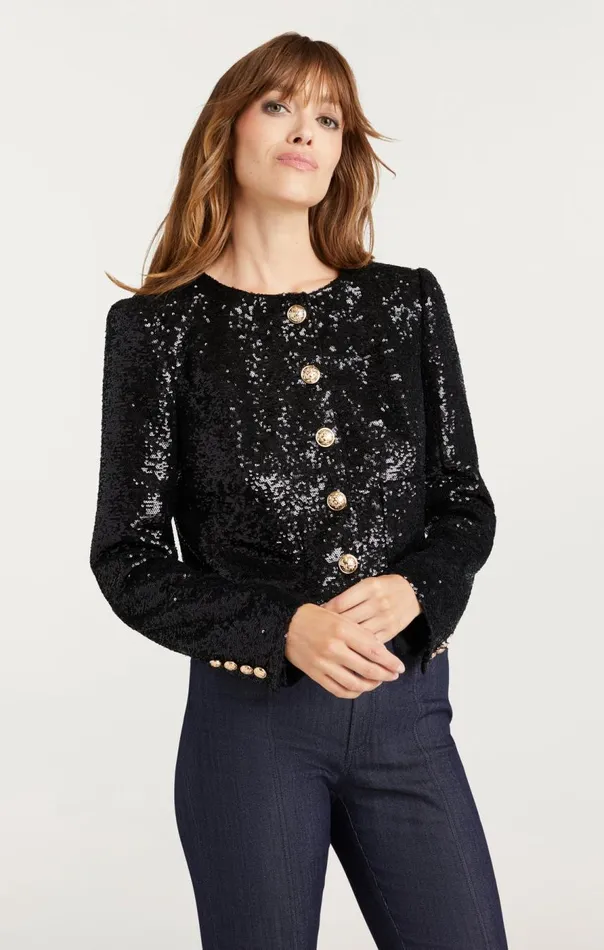 Cinq Sept Sequin Randi Jacket Black Women Jackets