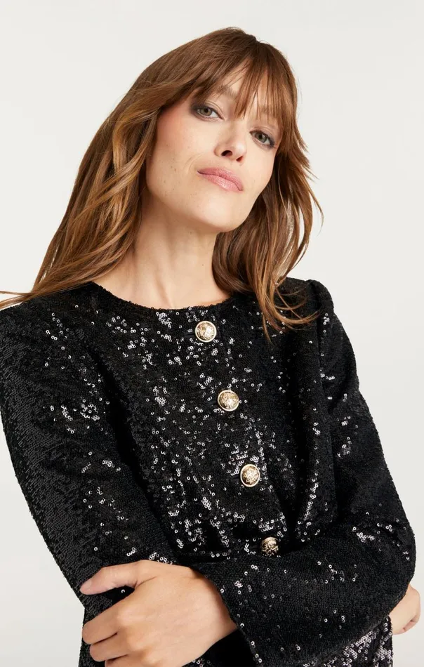 Cinq Sept Sequin Randi Jacket Black Women Jackets