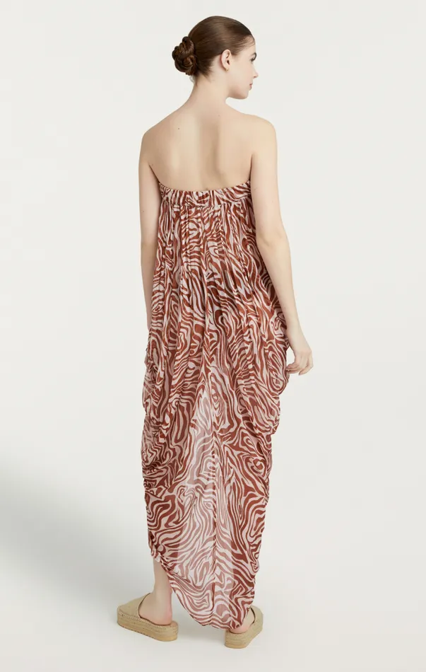 Cinq Sept Woodblock Zebra Libbie Coverup Sequoiaivory Women Midi