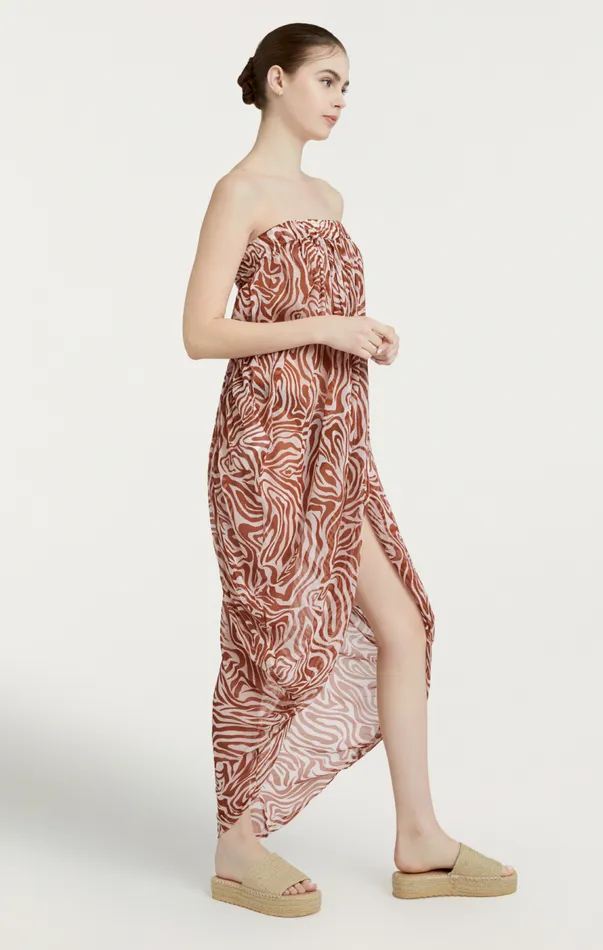 Cinq Sept Woodblock Zebra Libbie Coverup Sequoiaivory Women Midi