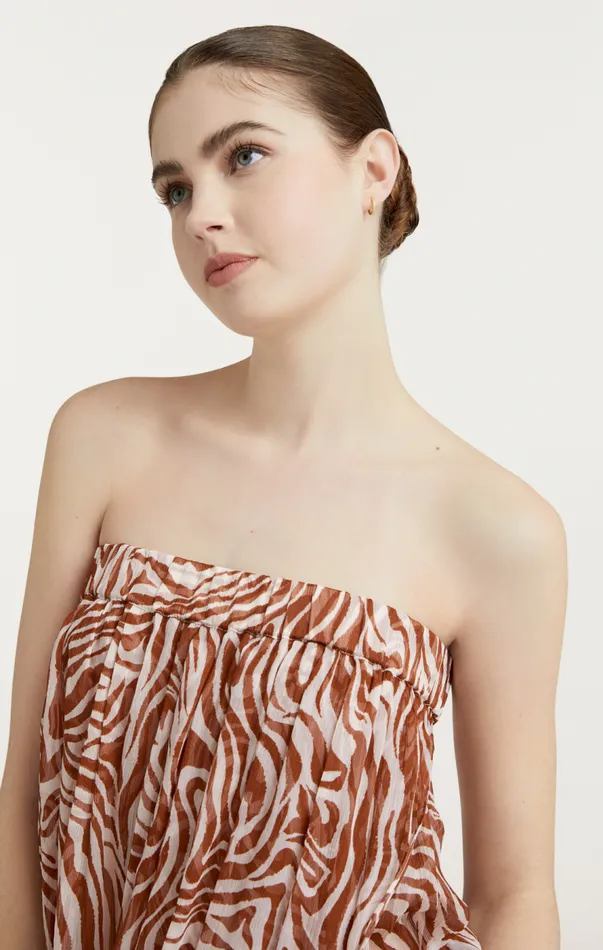 Cinq Sept Woodblock Zebra Libbie Coverup Sequoiaivory Women Midi
