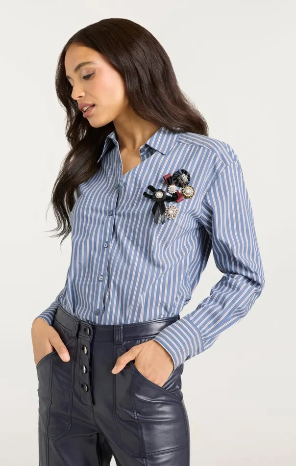 Cinq Sept Wren Shirt Sabrinastripeastrobluemulti Women Long Sleeve Tops