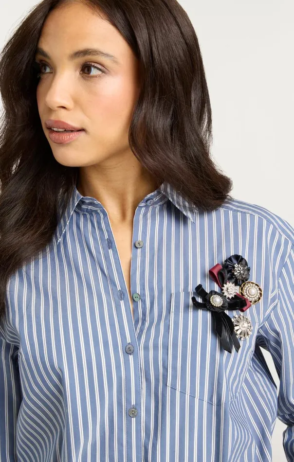 Cinq Sept Wren Shirt Sabrinastripeastrobluemulti Women Long Sleeve Tops