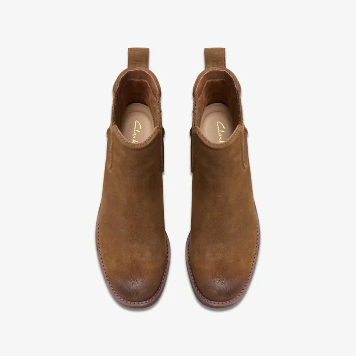 Clarks Ankle Boots Chamberly Top Walnut Suede 8211 Women