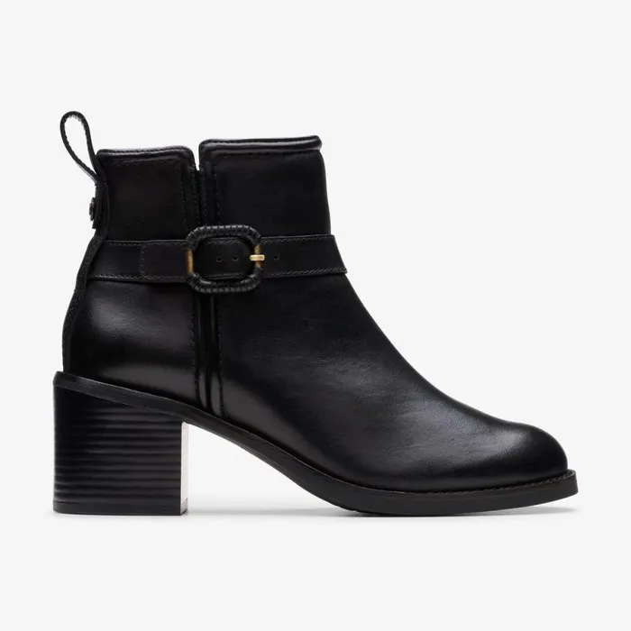 Clarks Ankle Boots Chamberly Trim Black Leather 8211 Women