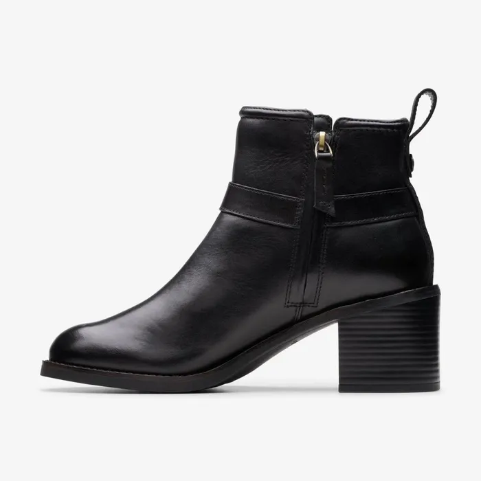 Clarks Ankle Boots Chamberly Trim Black Leather 8211 Women