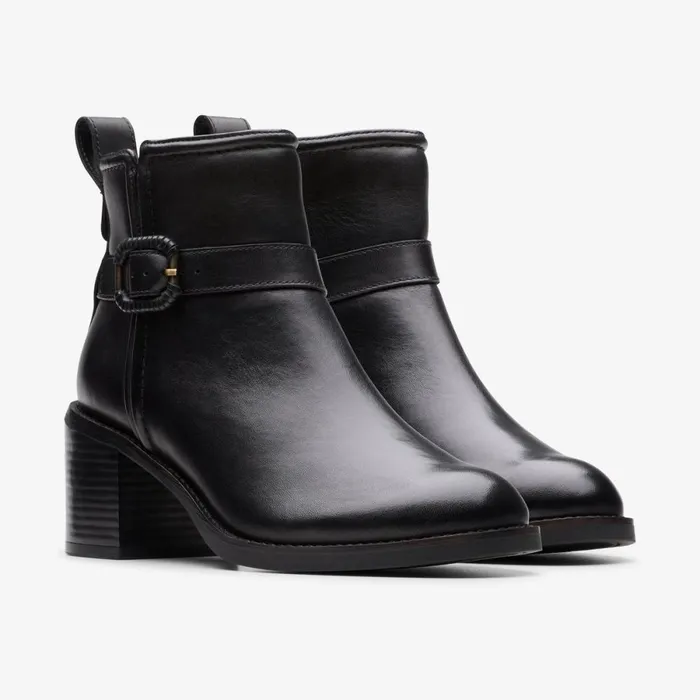 Clarks Ankle Boots Chamberly Trim Black Leather 8211 Women