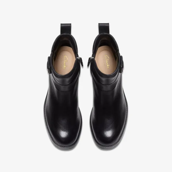 Clarks Ankle Boots Chamberly Trim Black Leather 8211 Women