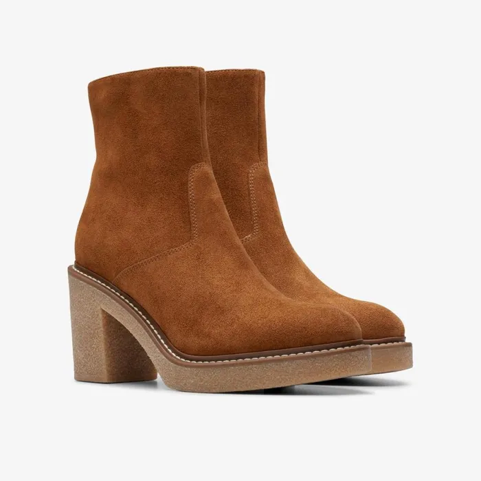 Clarks Ankle Boots Colden Up Dark Tan Suede 8211 Women