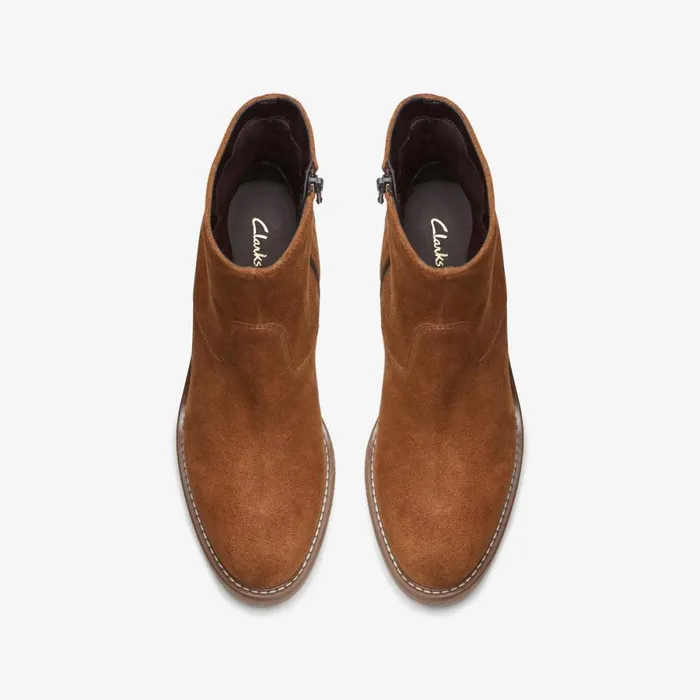 Clarks Ankle Boots Colden Up Dark Tan Suede 8211 Women