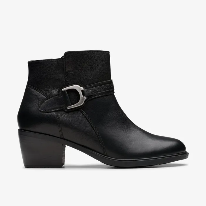 Clarks Ankle Boots Neva Buckle Black Leather 8211 Women