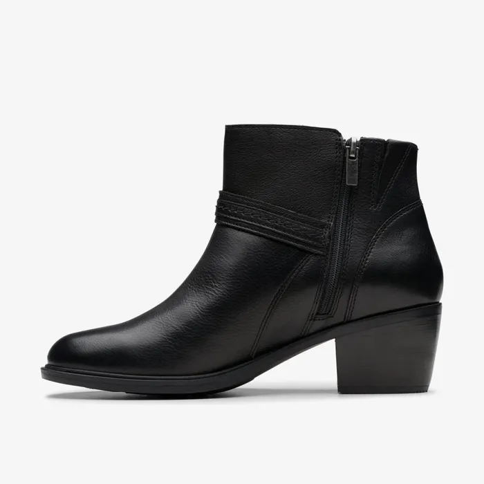 Clarks Ankle Boots Neva Buckle Black Leather 8211 Women