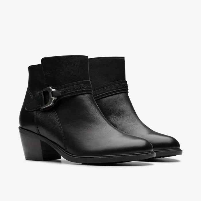 Clarks Ankle Boots Neva Buckle Black Leather 8211 Women