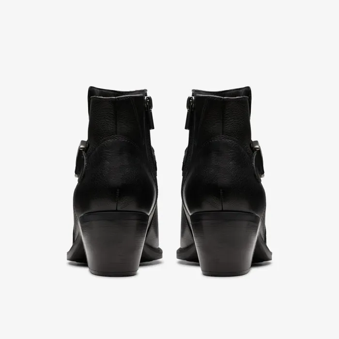 Clarks Ankle Boots Neva Buckle Black Leather 8211 Women