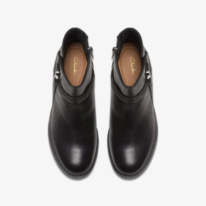 Clarks Ankle Boots Neva Buckle Black Leather 8211 Women