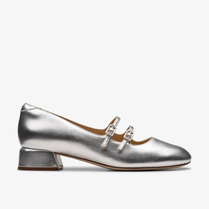 Clarks Ballet Pumps Daiss 30 Shine Silver Leather 8211 Women