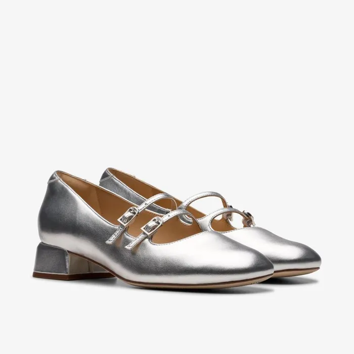 Clarks Ballet Pumps Daiss 30 Shine Silver Leather 8211 Women