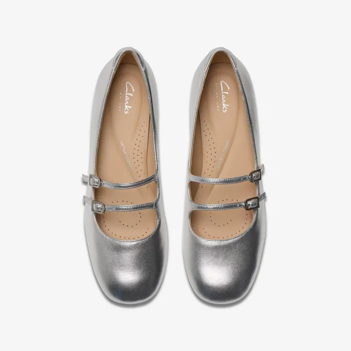 Clarks Ballet Pumps Daiss 30 Shine Silver Leather 8211 Women