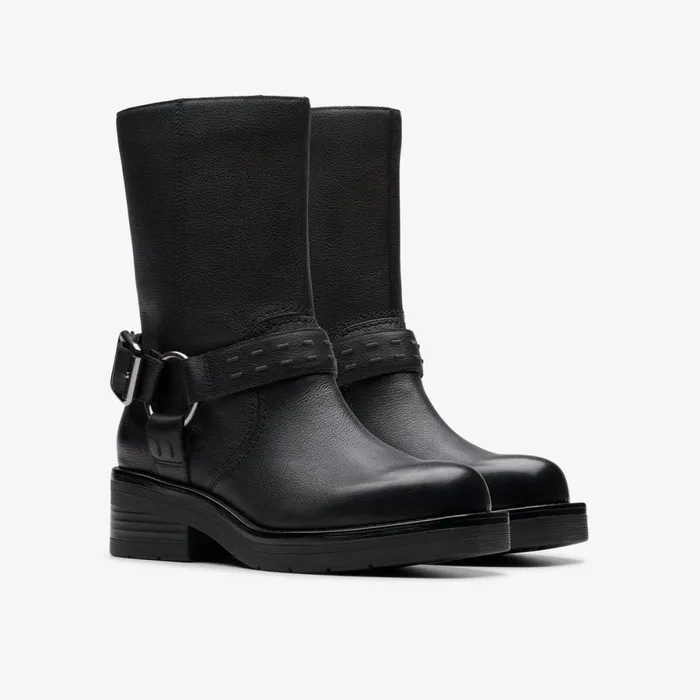 Clarks Biker Boots Rebelle Up Black Leather 8211 Women