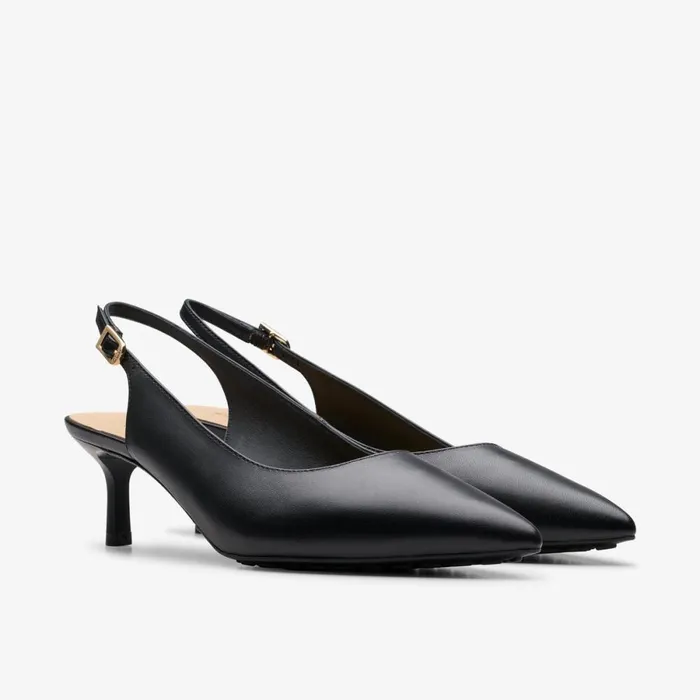 Clarks Black Shoes Adela Sling Black Leather 8211 Women