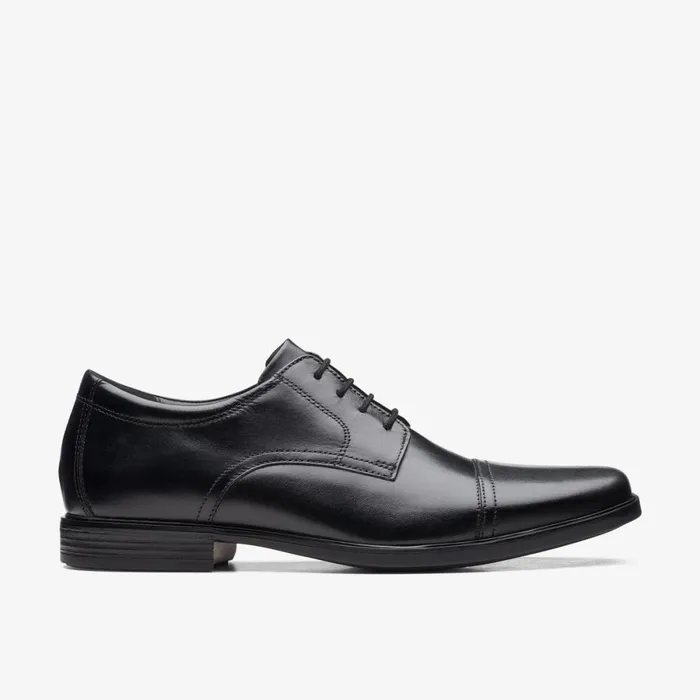 Clarks Black Shoes Howard Cap Black Leather 8211 Men