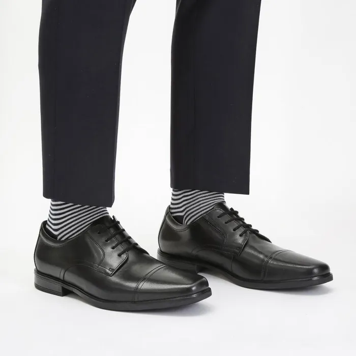Clarks Black Shoes Howard Cap Black Leather 8211 Men