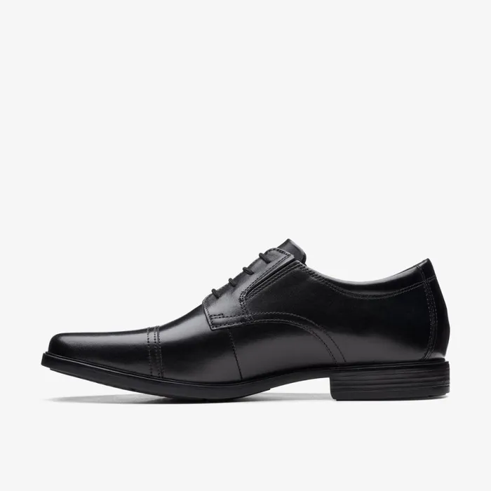Clarks Black Shoes Howard Cap Black Leather 8211 Men