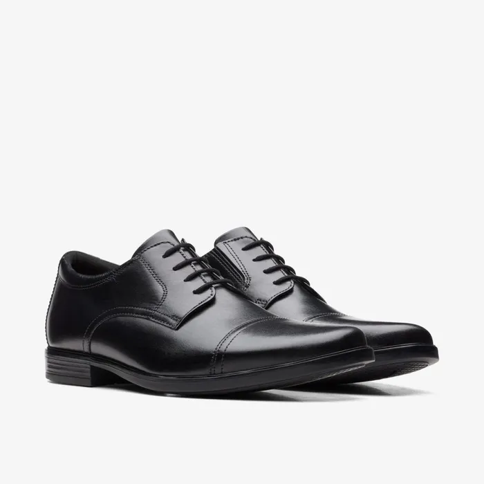 Clarks Black Shoes Howard Cap Black Leather 8211 Men