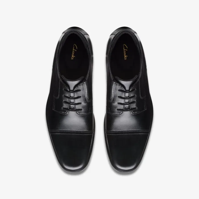 Clarks Black Shoes Howard Cap Black Leather 8211 Men