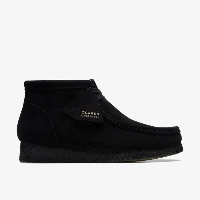 Clarks Black Shoes Wallabee Boot Black Suede 8211 Men