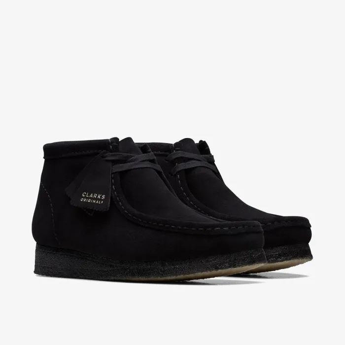 Clarks Black Shoes Wallabee Boot Black Suede 8211 Men