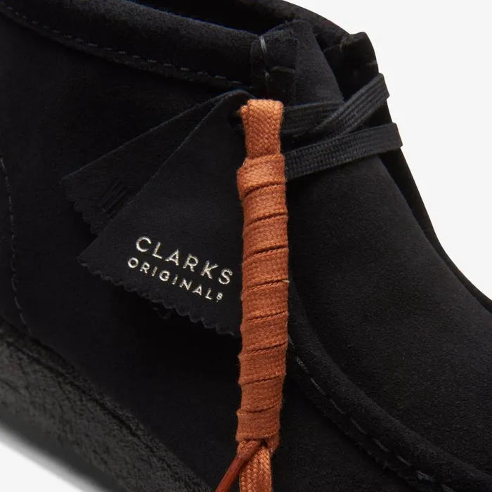 Clarks Black Shoes Wallabee Boot Black Suede 8211 Men