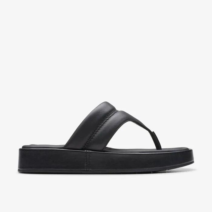 Clarks Flat Sandals Alda Walk Black Leather 8211 Women