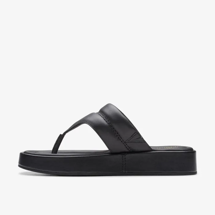 Clarks Flat Sandals Alda Walk Black Leather 8211 Women