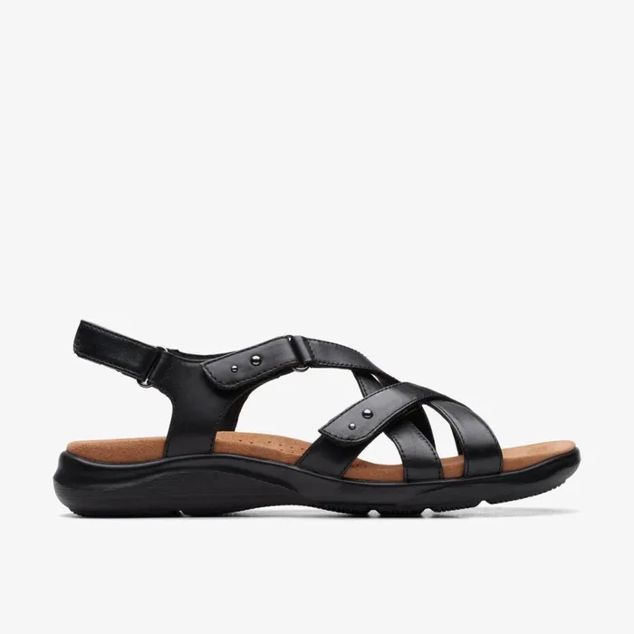 Clarks Flat Sandals Kitly Go Black Leather 8211 Women