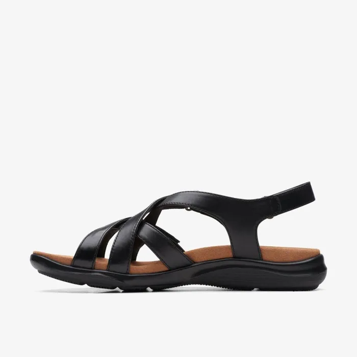 Clarks Flat Sandals Kitly Go Black Leather 8211 Women