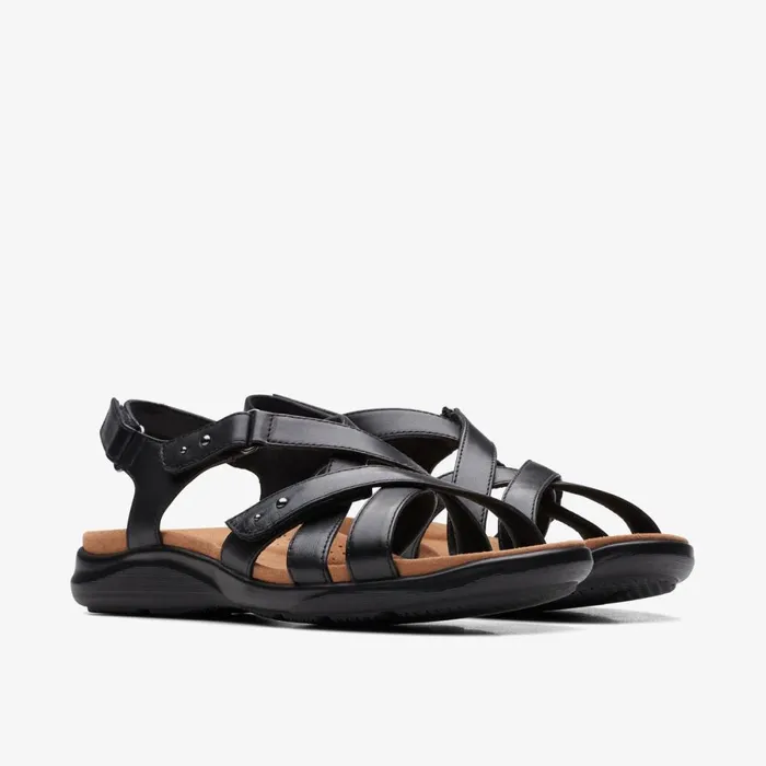 Clarks Flat Sandals Kitly Go Black Leather 8211 Women