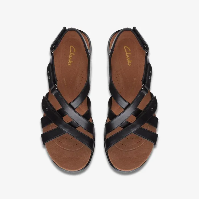 Clarks Flat Sandals Kitly Go Black Leather 8211 Women