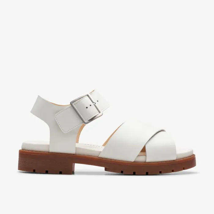 Clarks Flat Sandals Orinoco Cross Off White Leather 8211 Women